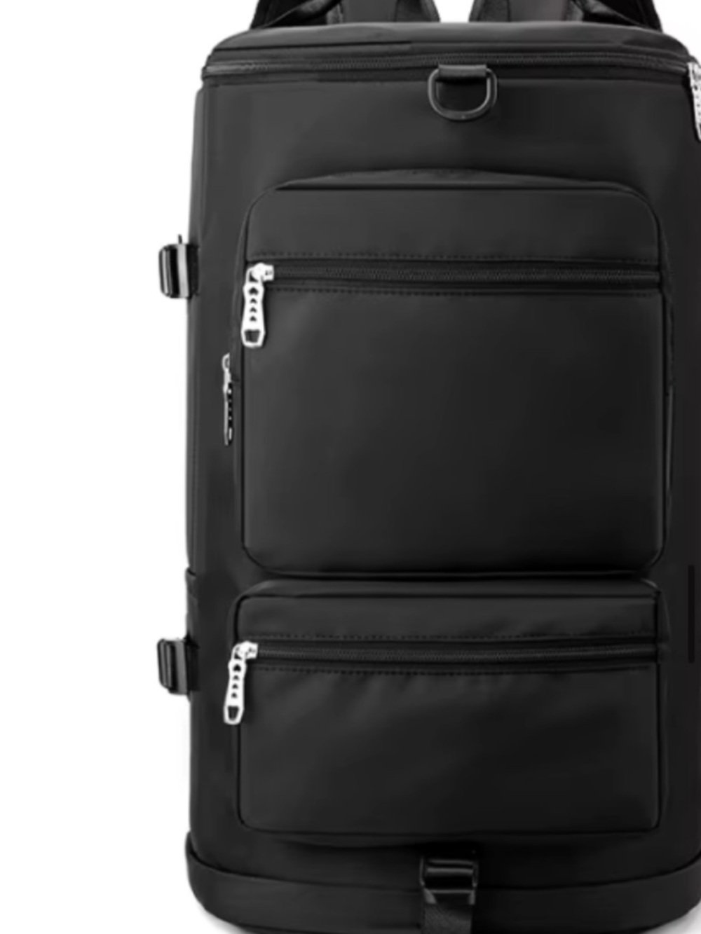 Men's Black Backpack with Multiple Front Pockets